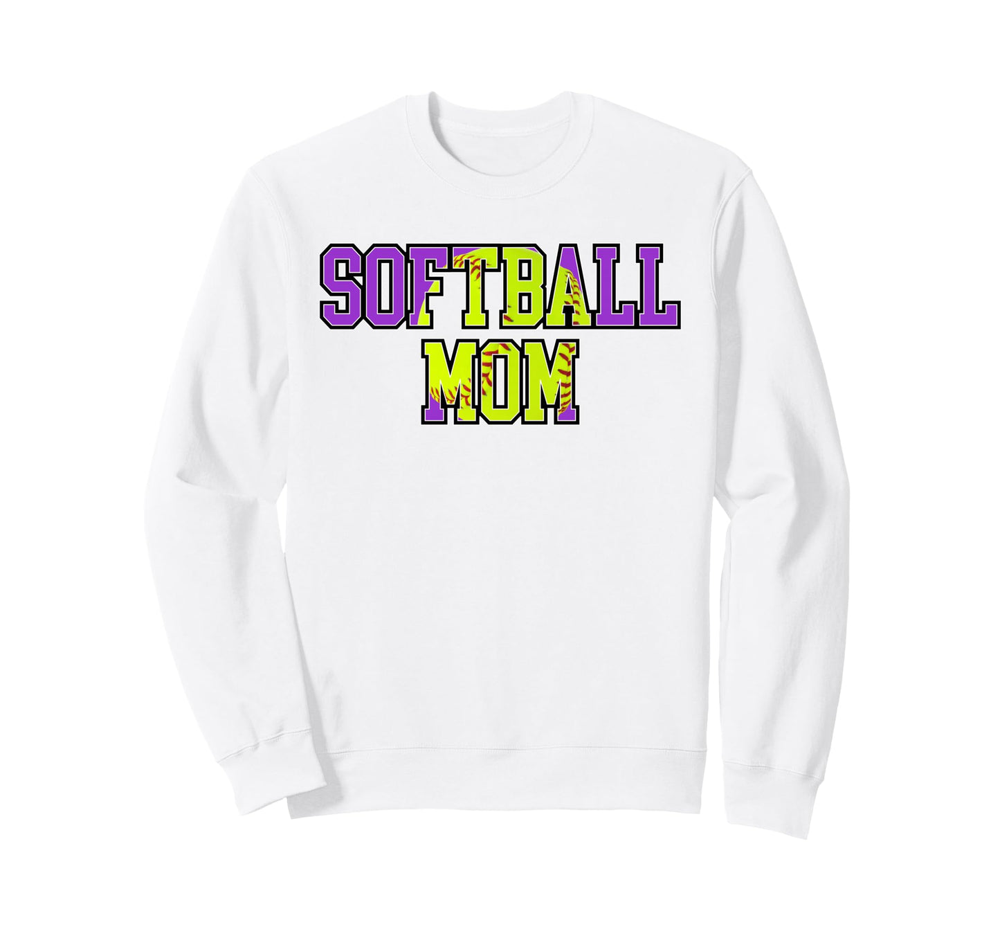 Purple Softball Mom Mama Mother Sweatshirt - Streetwear Style for Adults - T-Shirt, Sweatshirt, Hoodie