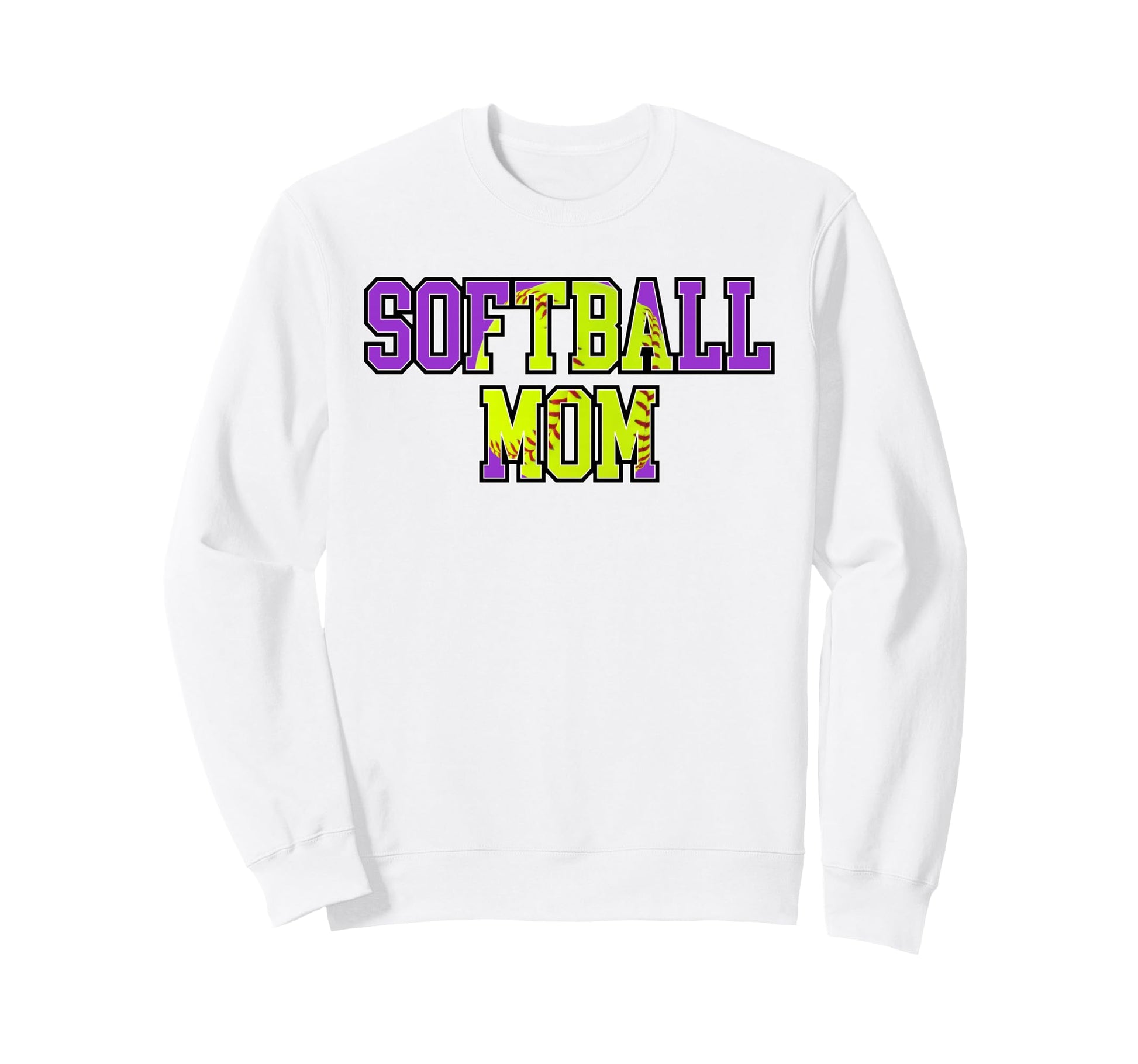 Purple Softball Mom Mama Mother Sweatshirt - Streetwear Style for Adults - T-Shirt, Sweatshirt, Hoodie
