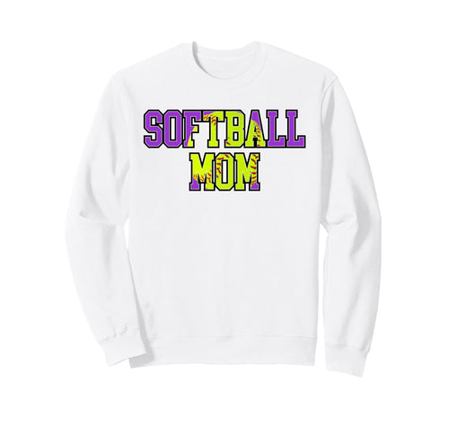 Purple Softball Mom Mama Mother Sweatshirt - Streetwear Style for Adults - T-Shirt, Sweatshirt, Hoodie