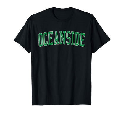 Oceanside Ny Distressed Green Varsity T-Shirt - Streetwear Style Men Women - T-Shirt, Sweatshirt, Hoodie