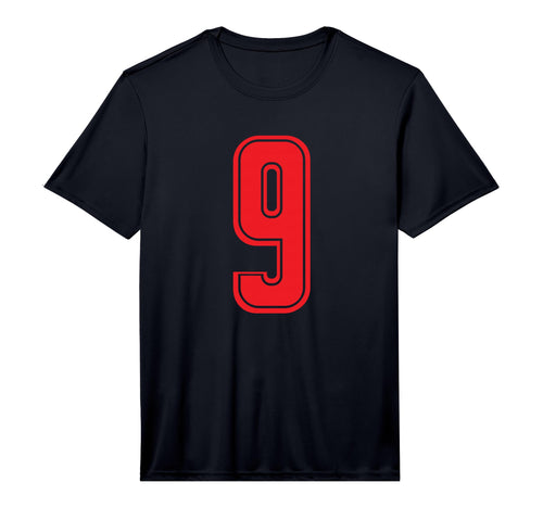 Red Sports Team Number 9 Performance T-Shirt - Trendy Graphic Men Women - T-Shirt, Sweatshirt, Hoodie