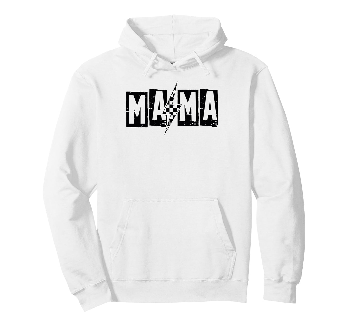 Mama Bolt Lightning Checkered Varsity Hoodie - Unique Graphic for Adults - T-Shirt, Sweatshirt, Hoodie
