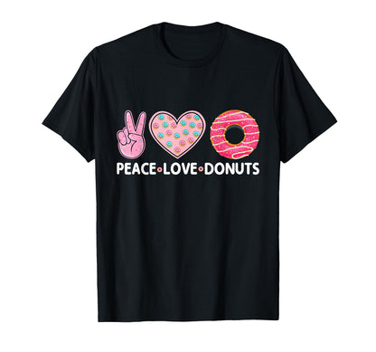 Funny Doughnut Donut Lover Peace Love T-Shirt - Unique Graphic Men Women - T-Shirt, Sweatshirt, Hoodie