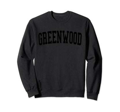 Greenwood Distressed Black Varsity Sweatshirt - Minimalist Print Unisex - T-Shirt, Sweatshirt, Hoodie