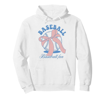 Baseball Fan Coquette Bow Hoodie - Custom Art Print Unisex - T-Shirt, Sweatshirt, Hoodie