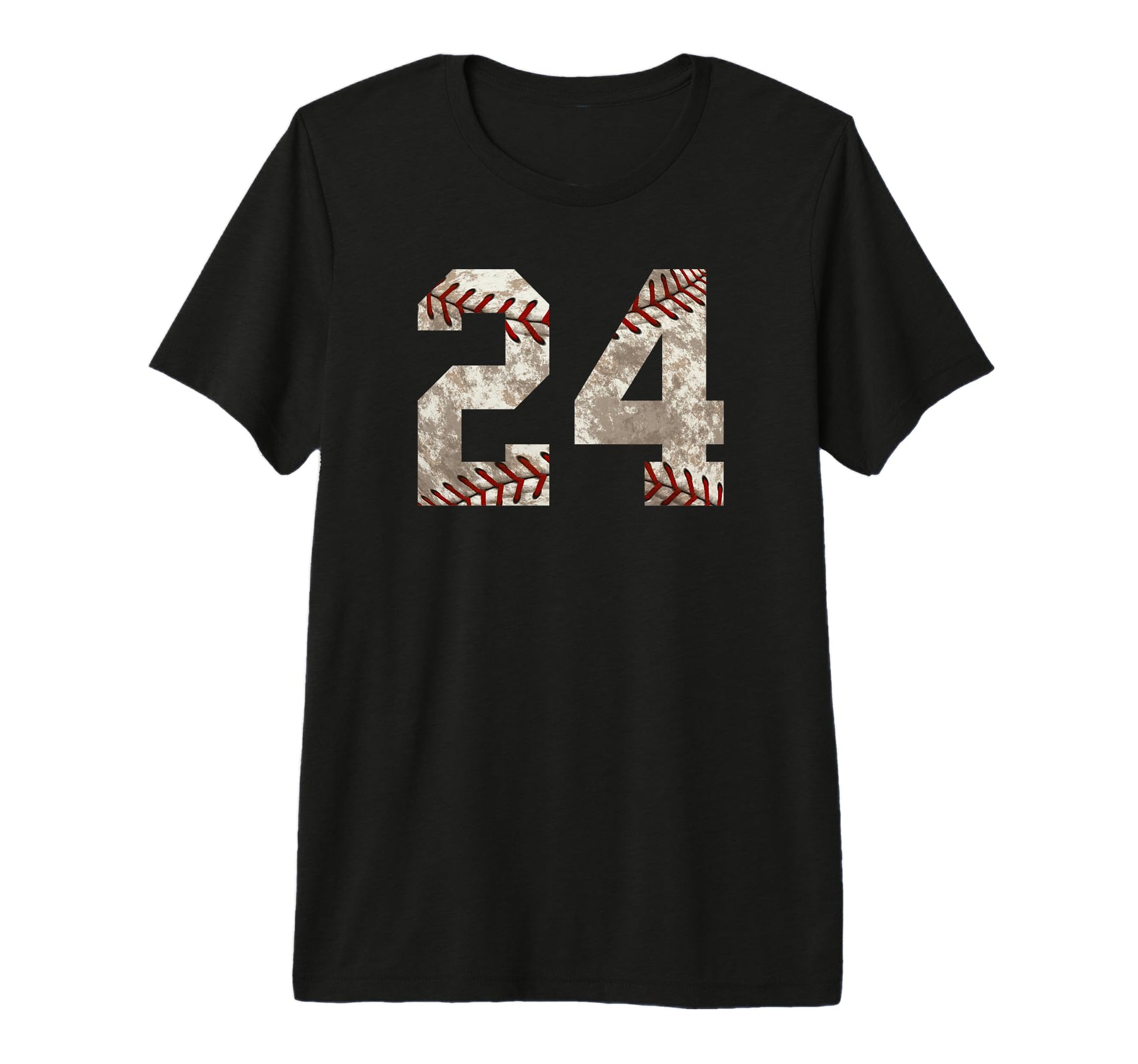 Baseball Jersey Number 24 Distressed Ball T-Shirt - Trendy Graphic Unisex - T-Shirt, Sweatshirt, Hoodie