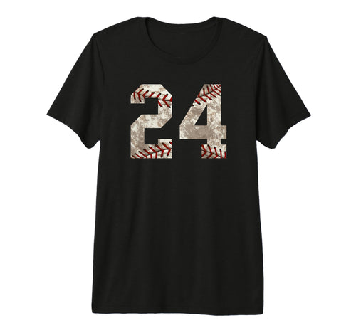Baseball Jersey Number 24 Distressed Ball T-Shirt - Trendy Graphic Unisex - T-Shirt, Sweatshirt, Hoodie