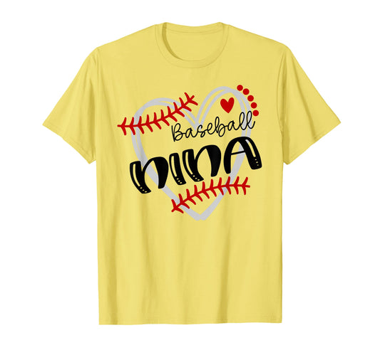 Personalized Baseball Heart Nina T-Shirt - Unique Graphic Men Women - T-Shirt, Sweatshirt, Hoodie