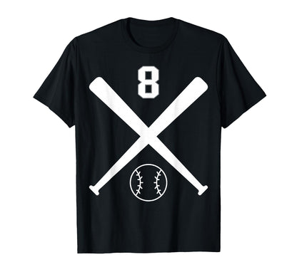 Baseball Softball Number 8 T-Shirt - Minimalist Print Unisex - T-Shirt, Sweatshirt, Hoodie