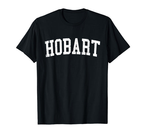 Hobart Distressed White Varsity T-Shirt - Minimalist Print Men Women - T-Shirt, Sweatshirt, Hoodie