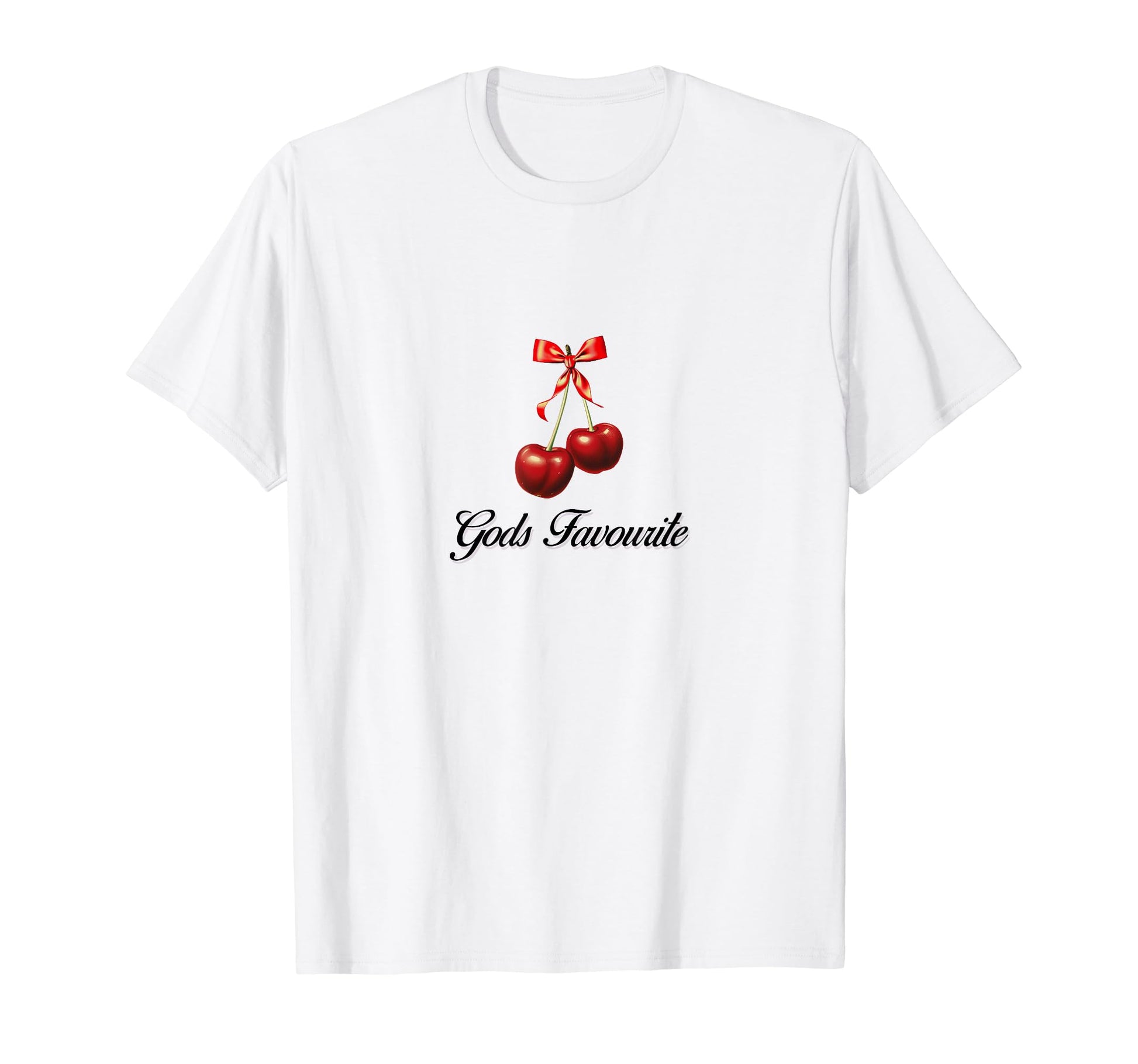 Gods Favourite Coquette Cherry Bow T-Shirt - Fun Novelty Design for Adults - T-Shirt, Sweatshirt, Hoodie