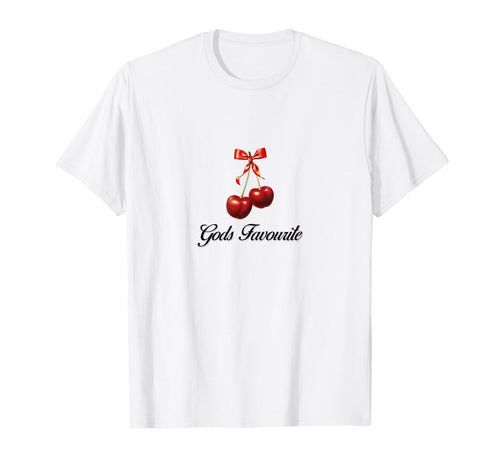 Gods Favourite Coquette Cherry Bow T-Shirt - Fun Novelty Design for Adults - T-Shirt, Sweatshirt, Hoodie