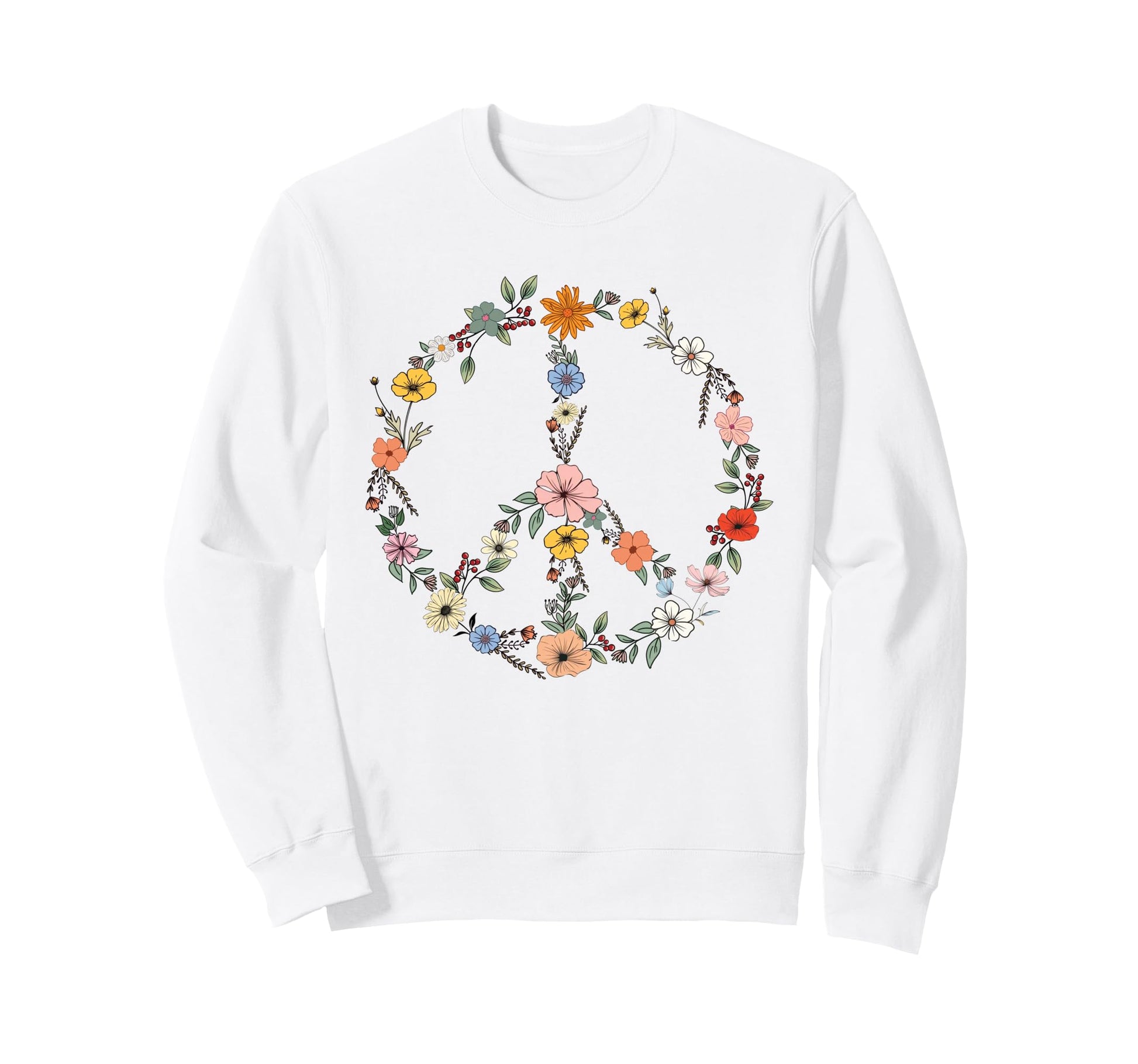 Floral Peace Sign Boho Teens Trendy Sweatshirt - Novelty Apparel Men Women - T-Shirt, Sweatshirt, Hoodie