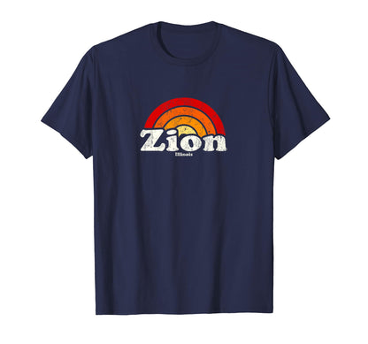 Zion Illinois Il 70S Rainbow T-Shirt - Custom Art Print Men Women - T-Shirt, Sweatshirt, Hoodie