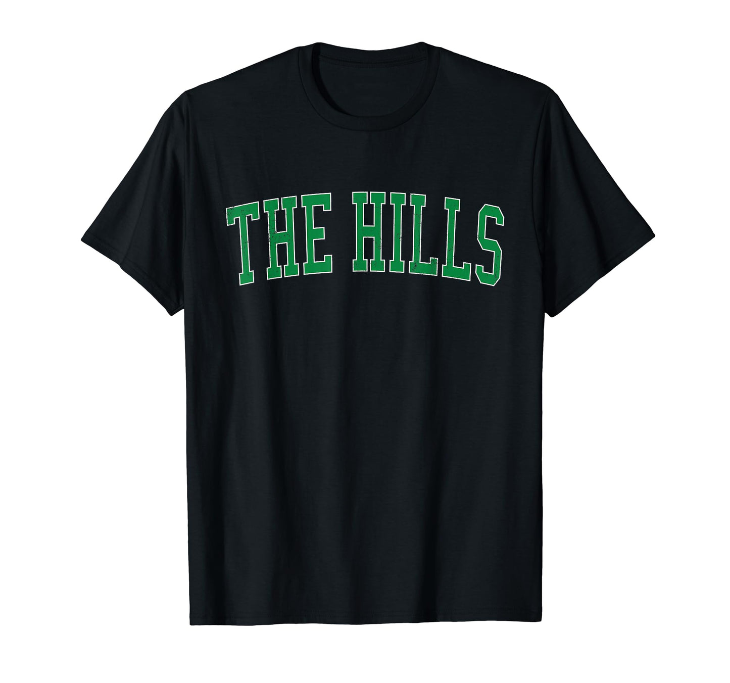 Hills Nj Distressed Green Varsity T-Shirt - Minimalist Print for Adults - T-Shirt, Sweatshirt, Hoodie
