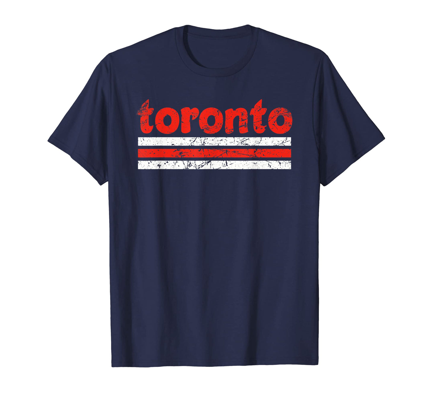 Toronto Canada Three Stripe Weathered T-Shirt - Trendy Graphic for Adults - T-Shirt, Sweatshirt, Hoodie