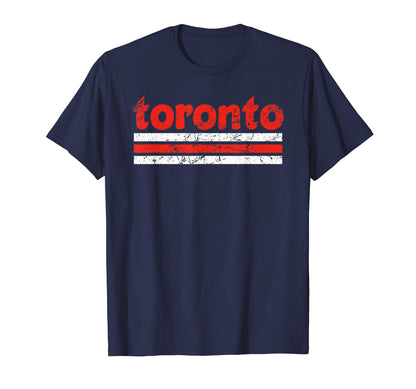 Toronto Canada Three Stripe Weathered T-Shirt - Trendy Graphic for Adults - T-Shirt, Sweatshirt, Hoodie