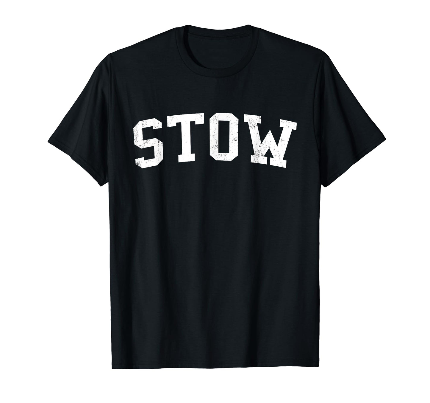 Stow Oh Distressed White Varsity T-Shirt - Custom Art Print Unisex - T-Shirt, Sweatshirt, Hoodie