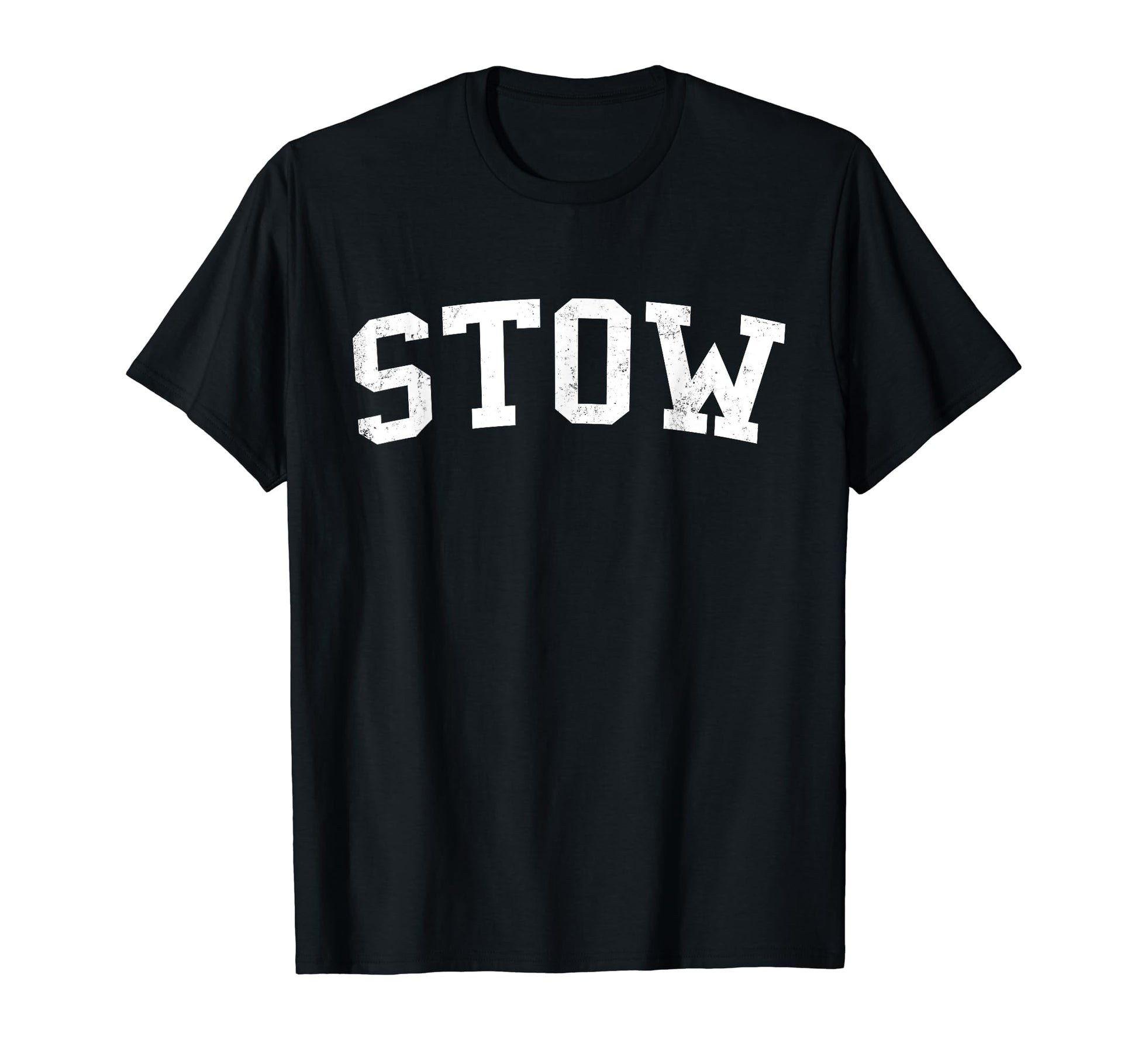 Stow Oh Distressed White Varsity T-Shirt - Custom Art Print Unisex - T-Shirt, Sweatshirt, Hoodie