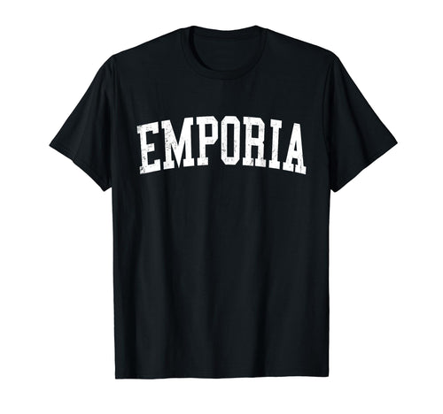 Emporia Ks Distressed White Varsity T-Shirt - Aesthetic Graphic for Adults - T-Shirt, Sweatshirt, Hoodie
