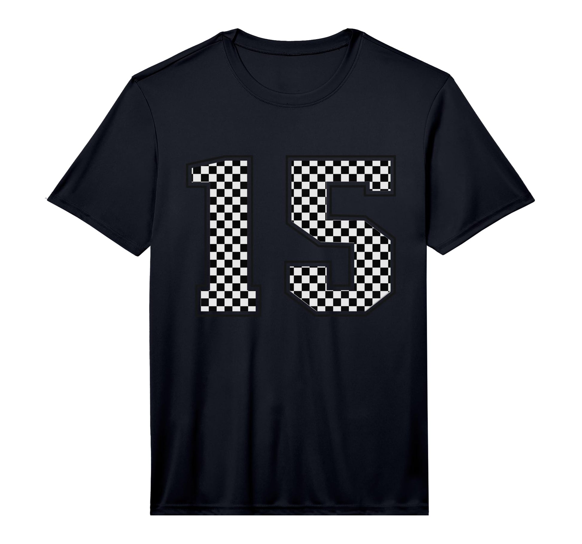 Checkered Sports Team Number 15 T-Shirt - Graphic Print for Adults - T-Shirt, Sweatshirt, Hoodie