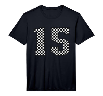 Checkered Sports Team Number 15 T-Shirt - Graphic Print for Adults - T-Shirt, Sweatshirt, Hoodie