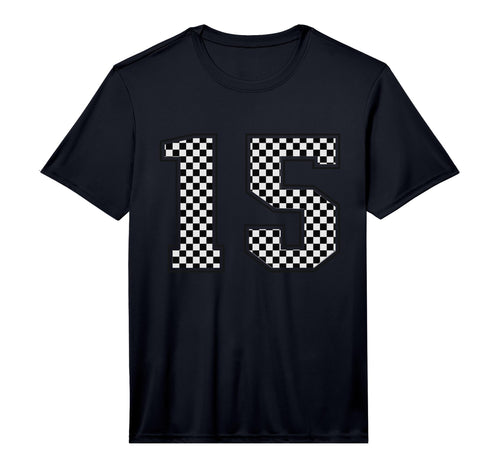 Checkered Sports Team Number 15 T-Shirt - Graphic Print for Adults - T-Shirt, Sweatshirt, Hoodie