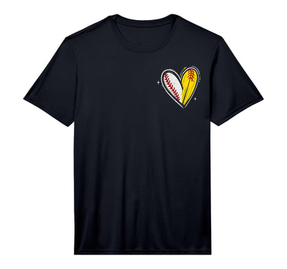 Mens Baseball Mom Heart Softball Mom T-Shirt - Custom Art Print for Adults - T-Shirt, Sweatshirt, Hoodie