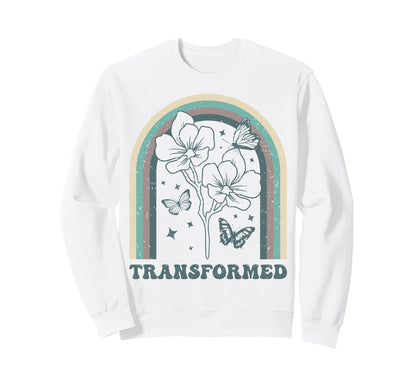 Transformed Butterfly Floral Rainbow Sweatshirt - Streetwear Style Unisex - T-Shirt, Sweatshirt, Hoodie