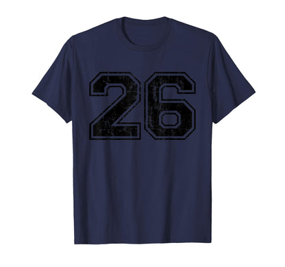 Number 26 Varsity Distressed Sport T-Shirt - Fun Novelty Design Unisex - T-Shirt, Sweatshirt, Hoodie