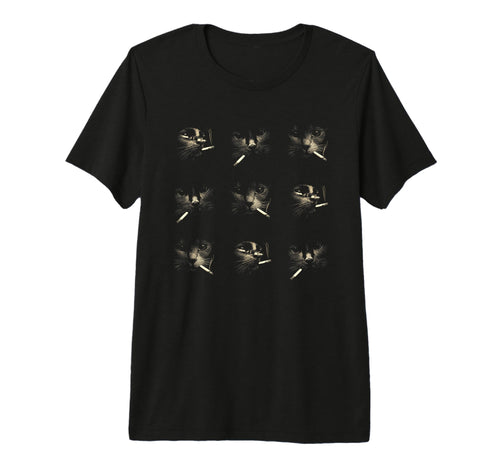 Funny Edgy Smoking Cat Meme 3X3 Grid 90S T-Shirt - Minimalist Print Unisex - T-Shirt, Sweatshirt, Hoodie