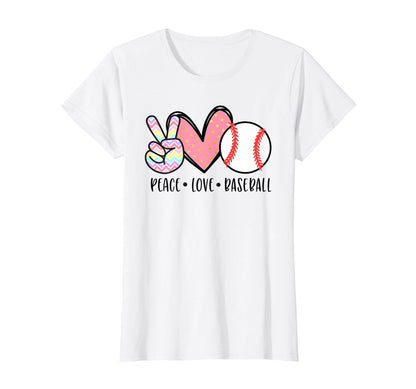 Peace Love Baseball Funny Teens Mom T-Shirt - Aesthetic Graphic Men Women - T-Shirt, Sweatshirt, Hoodie