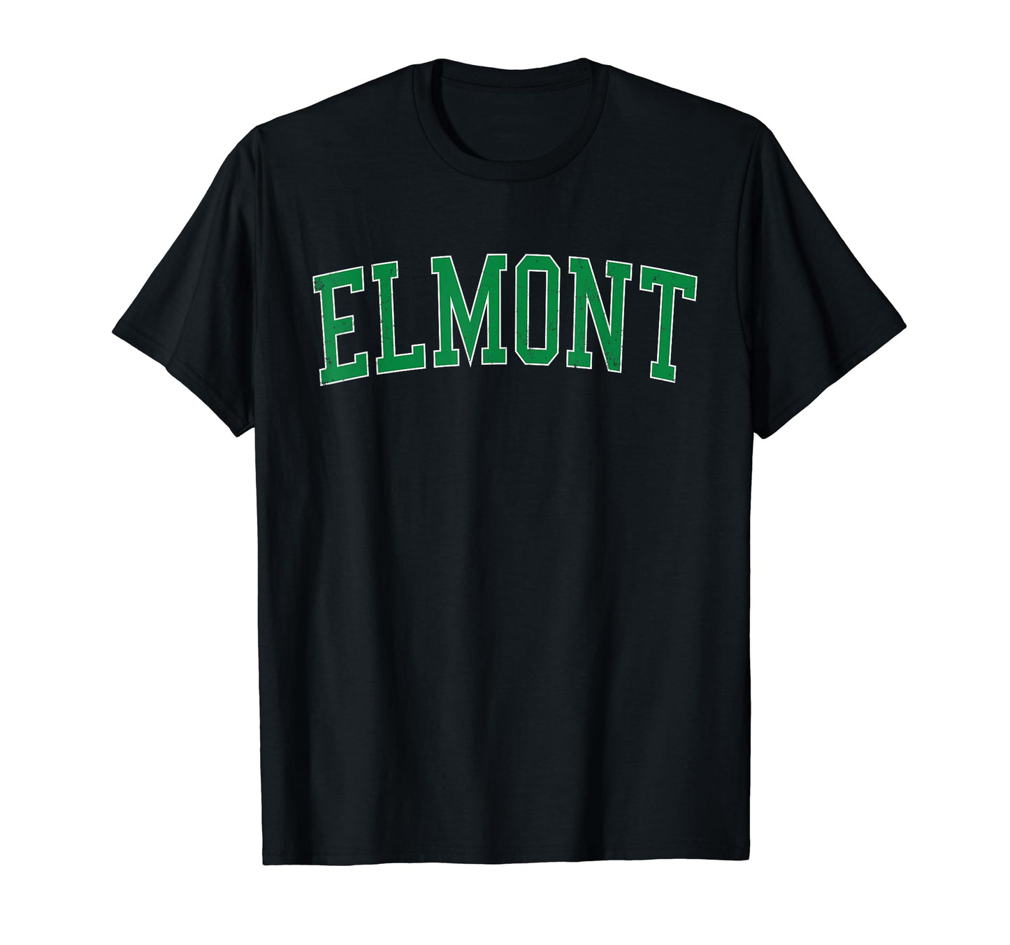 Elmont Ny Distressed Green Varsity T-Shirt - Custom Art Print Unisex - T-Shirt, Sweatshirt, Hoodie