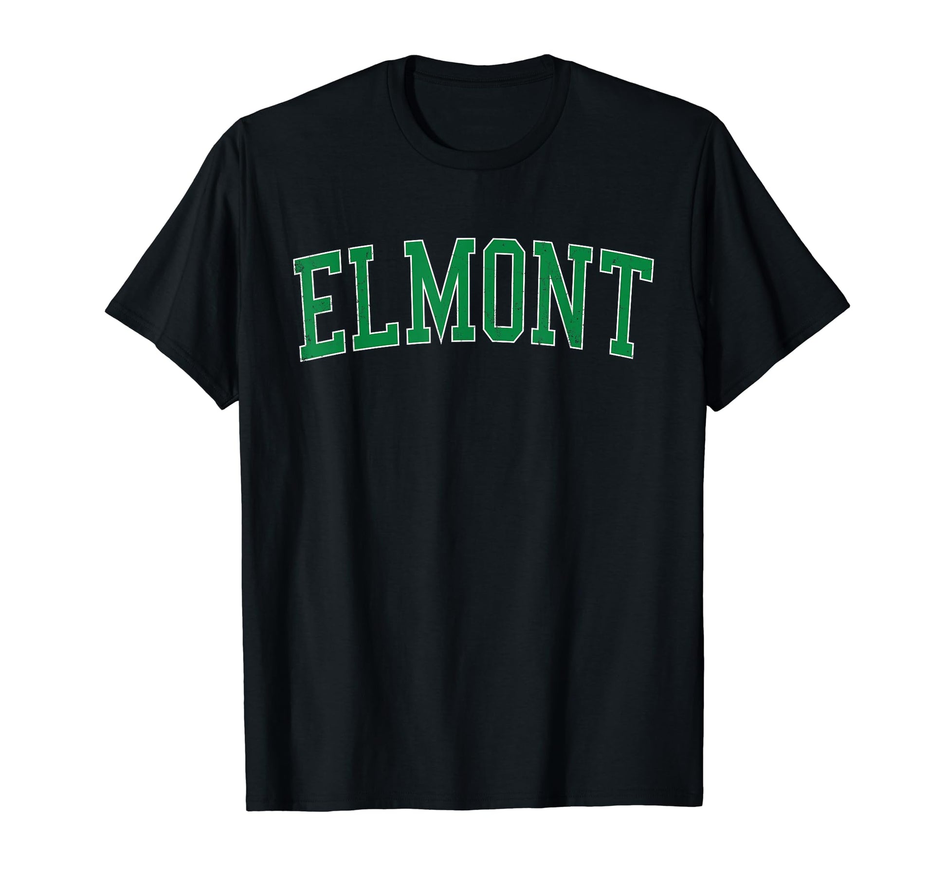 Elmont Ny Distressed Green Varsity T-Shirt - Custom Art Print Unisex - T-Shirt, Sweatshirt, Hoodie