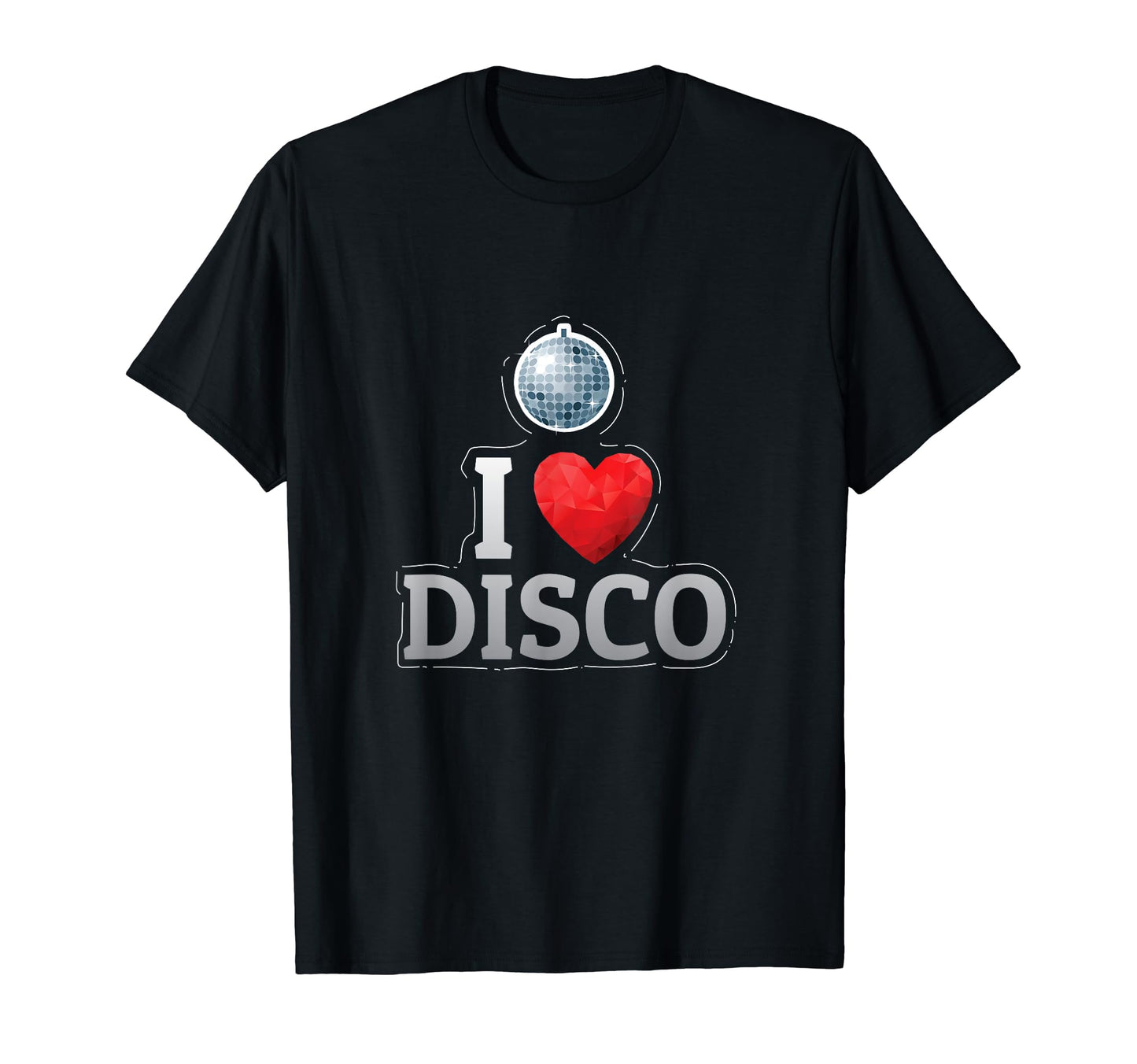 I Love Disco Silver Mirror Ball T-Shirt - Minimalist Print for Adults - T-Shirt, Sweatshirt, Hoodie
