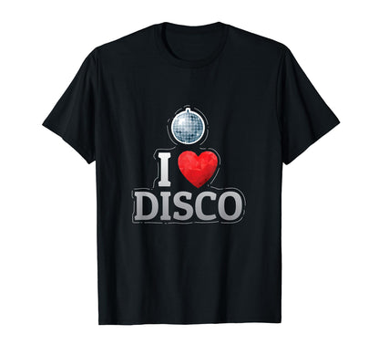 I Love Disco Silver Mirror Ball T-Shirt - Minimalist Print for Adults - T-Shirt, Sweatshirt, Hoodie
