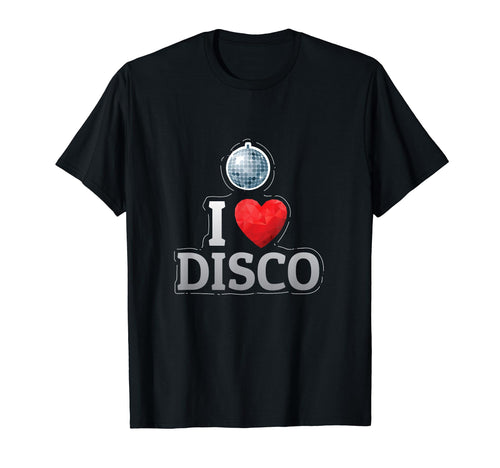 I Love Disco Silver Mirror Ball T-Shirt - Minimalist Print for Adults - T-Shirt, Sweatshirt, Hoodie