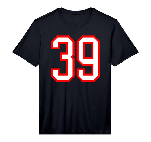 Number 39 White Red Sports Team Varsity T-Shirt - Novelty Apparel Unisex - T-Shirt, Sweatshirt, Hoodie