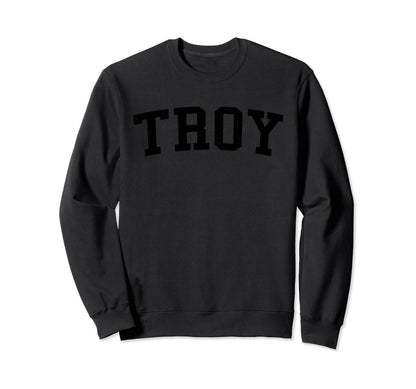 Troy Mi Distressed Black Varsity Sweatshirt - Novelty Apparel Unisex - T-Shirt, Sweatshirt, Hoodie