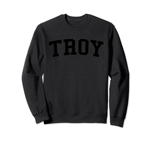 Troy Mi Distressed Black Varsity Sweatshirt - Novelty Apparel Unisex - T-Shirt, Sweatshirt, Hoodie