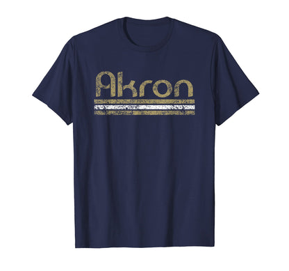 Akron Ohio Weathered Stripe Throwback T-Shirt - Streetwear Style Men Women - T-Shirt, Sweatshirt, Hoodie