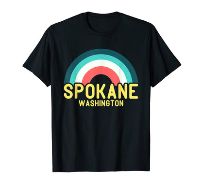 Spokane Washington Rainbow T-Shirt - Minimalist Print Unisex - T-Shirt, Sweatshirt, Hoodie