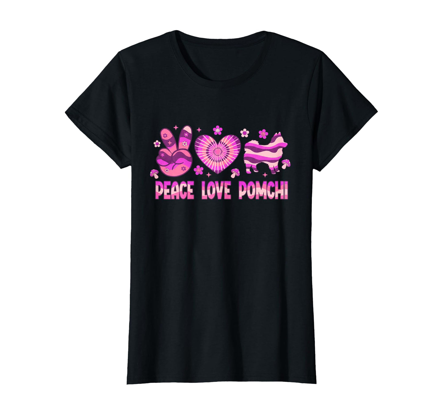 Peace Love Pomchi Groovy Dog Mom T-Shirt - Minimalist Print for Adults - T-Shirt, Sweatshirt, Hoodie