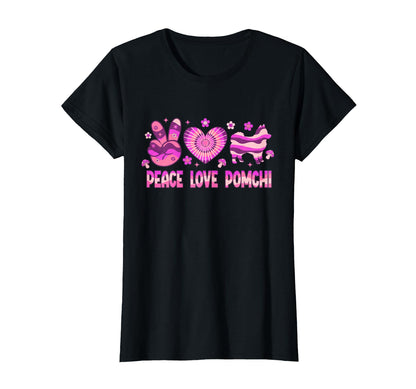 Peace Love Pomchi Groovy Dog Mom T-Shirt - Minimalist Print for Adults - T-Shirt, Sweatshirt, Hoodie