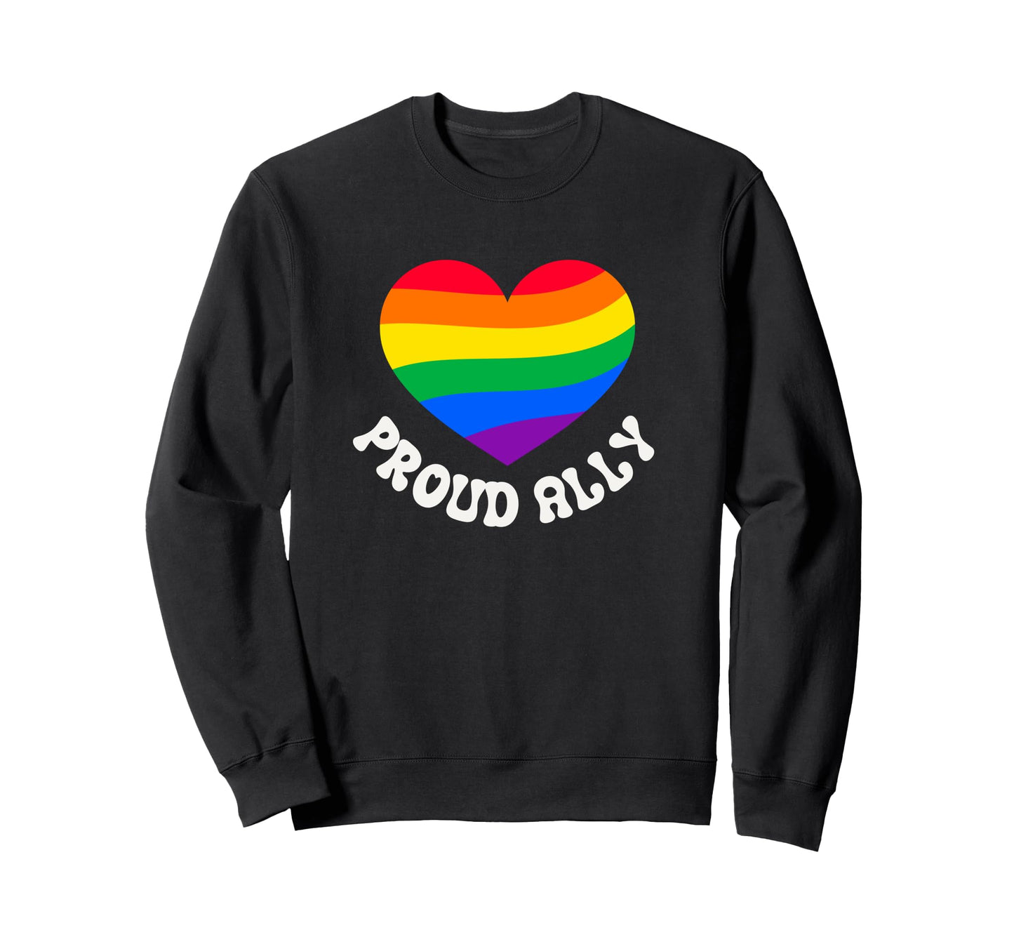 Proud Ally Pride Rainbow Heart Sweatshirt - Minimalist Print for Adults - T-Shirt, Sweatshirt, Hoodie