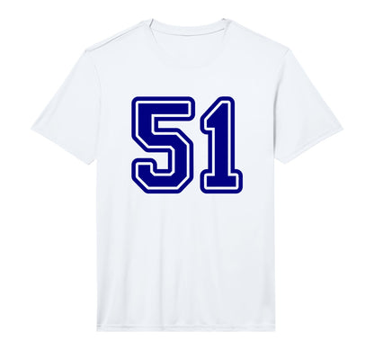 Blue Sports Team Number 51 Performance T-Shirt - Graphic Print Unisex - T-Shirt, Sweatshirt, Hoodie