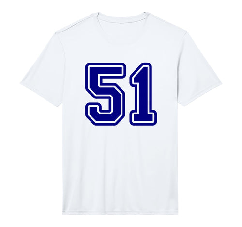 Blue Sports Team Number 51 Performance T-Shirt - Graphic Print Unisex - T-Shirt, Sweatshirt, Hoodie