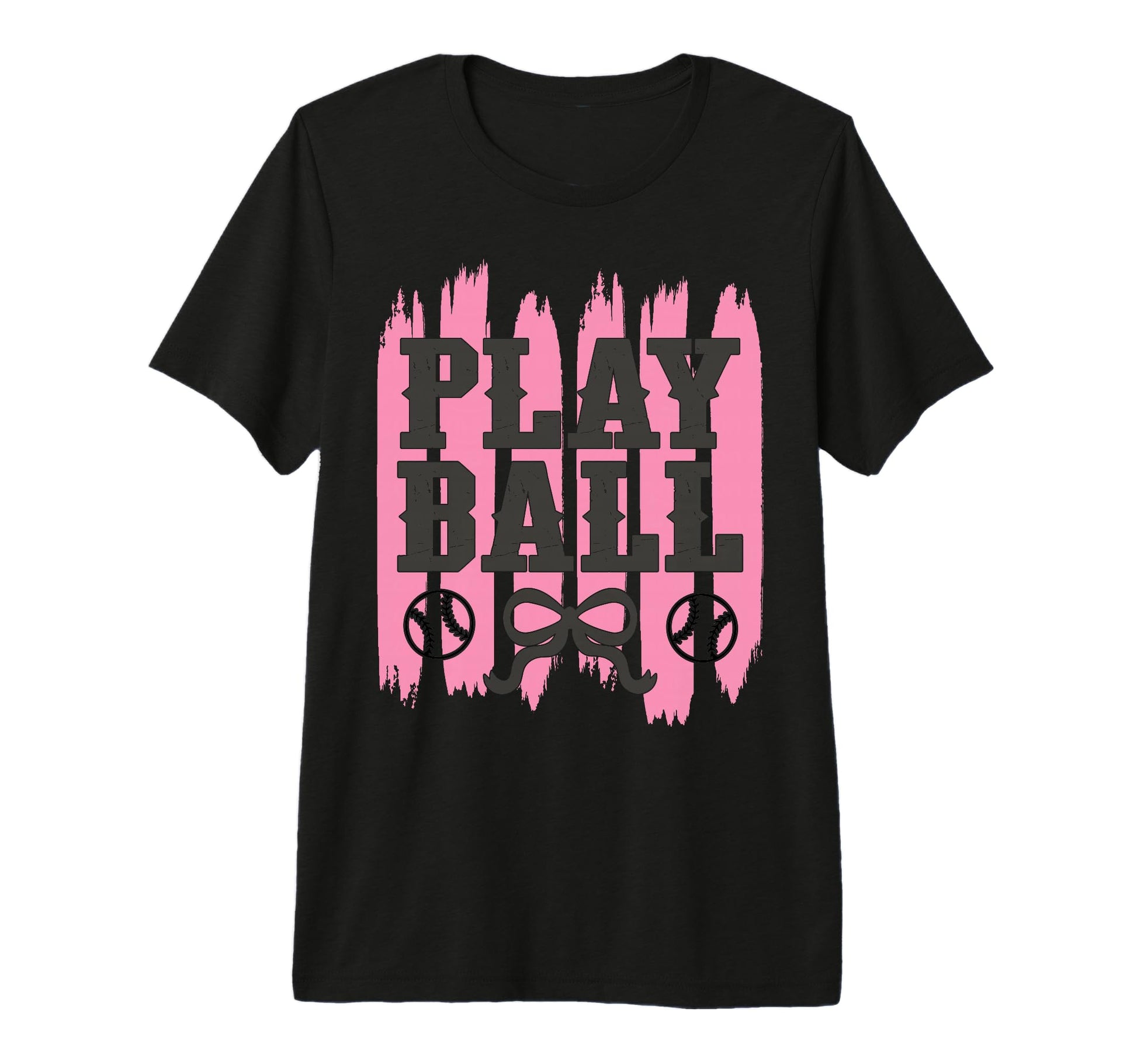 Play Ball Baseball Mom Coquette Bow T-Shirt - Custom Art Print Unisex - T-Shirt, Sweatshirt, Hoodie