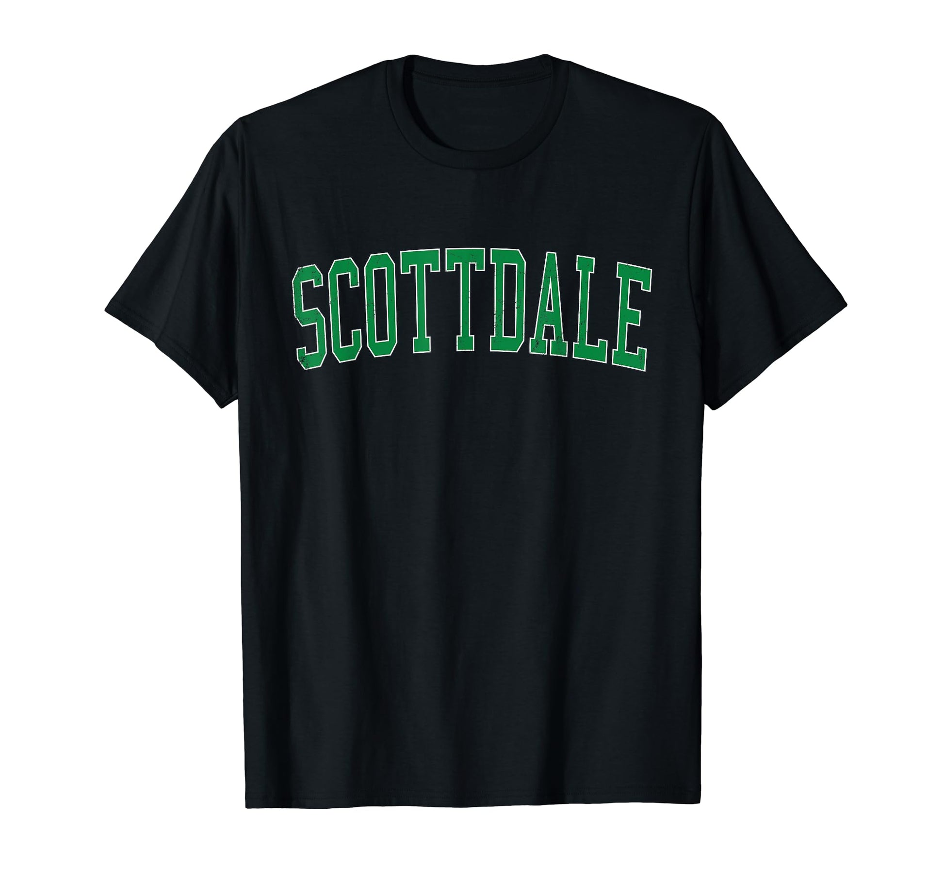 Scottdale Ga Distressed Green Varsity T-Shirt - Custom Art Print Unisex - T-Shirt, Sweatshirt, Hoodie