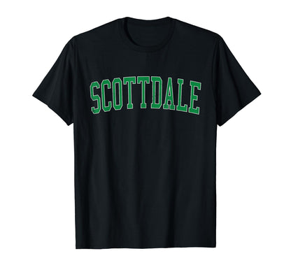 Scottdale Ga Distressed Green Varsity T-Shirt - Custom Art Print Unisex - T-Shirt, Sweatshirt, Hoodie